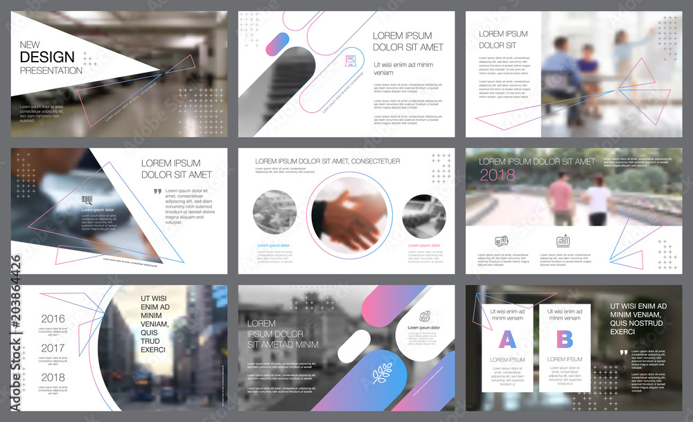 Poster white and gradient design elements for slide templates