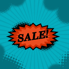 vector illustration of sale in comics retro style