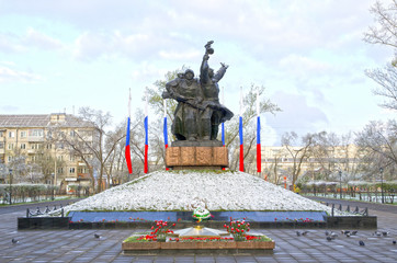 the monument to soldiers-liberators. On the eve of the celebration of the day of victory in the...
