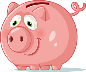 Piggy Bank Cartoon Vector Illustration