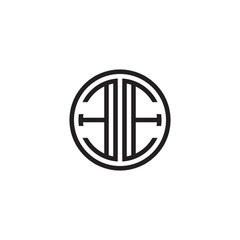 Initial letter EE mirror, minimalist line art monogram circle shape logo, black color