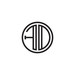 Initial letter FD, FO, minimalist line art monogram circle shape logo, black color