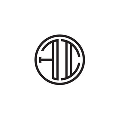 Initial letter FI, minimalist line art monogram circle shape logo, black color