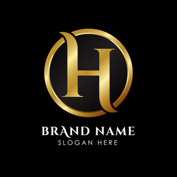 luxury letter H logo template in gold color. Royal premium logo template vector
