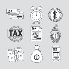 tax day set icons vector illustration design