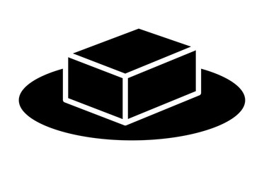 A block of tofu or butter on a plate flat vector icon for food apps and websites