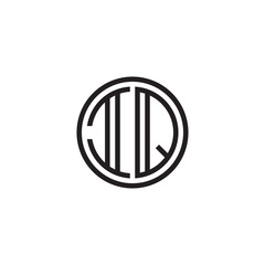 Initial letter IQ, minimalist line art monogram circle shape logo, black color