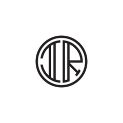 Initial letter IR, minimalist line art monogram circle shape logo, black color