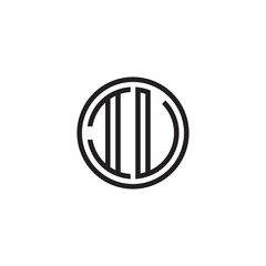 Initial letter IU, IV, minimalist line art monogram circle shape logo, black color