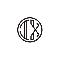 Initial letter IX, minimalist line art monogram circle shape logo, black color