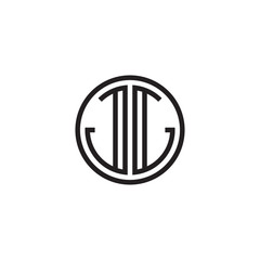 Initial letter JJ mirror, JL, minimalist line art monogram circle shape logo, black color