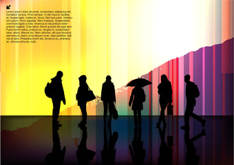 People On Abstract Background 