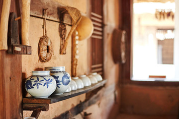 A traditional kitchen. Korean Folk Village in the city of Yongin, South Korea.