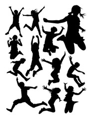 Kids jumping detail silhouette. Vector, illustration. Good use for symbol, logo, web icon, mascot, sign, or any design you want.