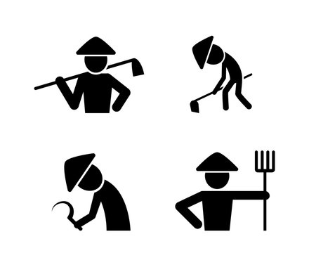 Set of farmer icons in simple style, vector art