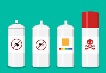 Set of spray can in flat vector art