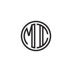 Initial letter MI, minimalist line art monogram circle shape logo, black color