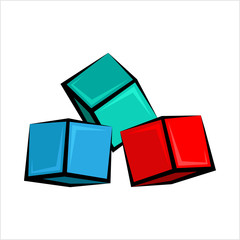 Cube Icon, 3d Line Art Design