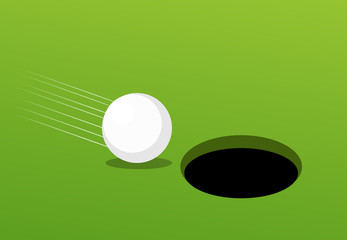 Golf ball go to hole ?, success and risk concept