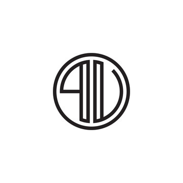 recommend clip art: Initial letter PU, PV, minimalist line art monogram circle shape logo, black color