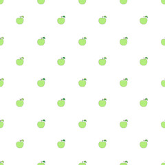 Seamless pattern with cartoon green apples.