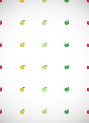 Vertical card with cartoon colorful apples.