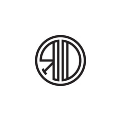 Initial letter RD, RO, minimalist line art monogram circle shape logo, black color