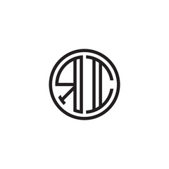 Initial letter RI, minimalist line art monogram circle shape logo, black color