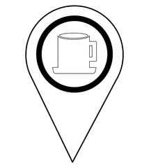 pin pointer location with cup coffee icon vector illustration design