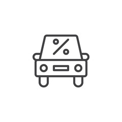 Auto loan outline icon. linear style sign for mobile concept and web design. Percent, interest, car simple line vector icon. Vehicle leasing symbol, logo illustration. Vector graphics