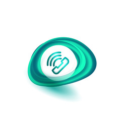 Old fashioned phone button, call center support icon