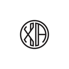 Initial letter XA, minimalist line art monogram circle shape logo, black color