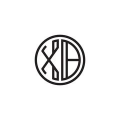 Initial letter XB, minimalist line art monogram circle shape logo, black color