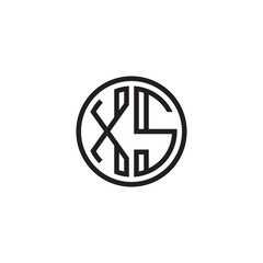 Initial letter XS, minimalist line art monogram circle shape logo, black color