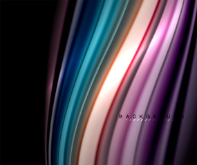 Fluid wavy multicolored lines on black
