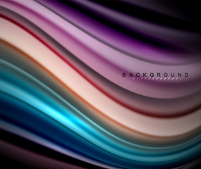 Fluid wavy multicolored lines on black