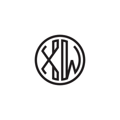 Initial letter XW, minimalist line art monogram circle shape logo, black color