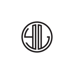 Initial letter YL, minimalist line art monogram circle shape logo, black color