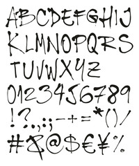 Ball Pen Handwriting Freehand Vector Font with Uppercase Letters, Numbers & Signs