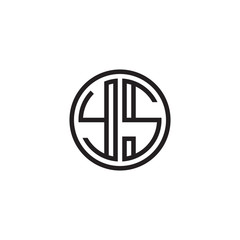 Fototapeta na wymiar Initial letter YS, minimalist line art monogram circle shape logo, black color