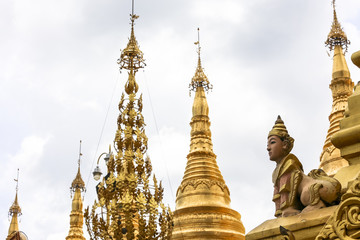 Fototapeta premium Shwedagon Pagoda prayer and travel attraction in city of Yangon Myanmar Asia 