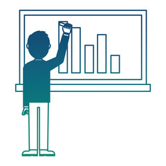 elegant businessman teaching in chalkboard avatar character vector illustration design