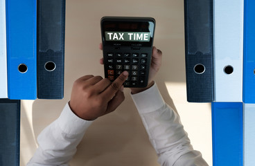 Tax Concept Business analyzing Individual income tax return form