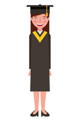 young woman with graduation hat avatar character vector illustration design