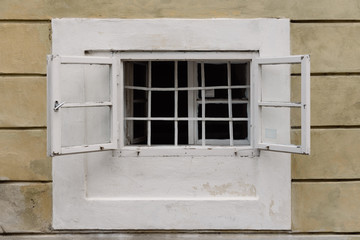 Old open white window