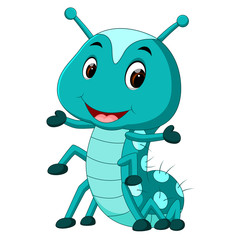 a blue caterpillar cartoon