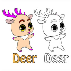 Coloring page for kids. Vector deer.