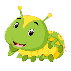 a green caterpillar cartoon