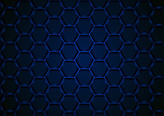 Blue Hexagonal Structure on Dark Background - Abstract Illustration with 3D Effect, Vector