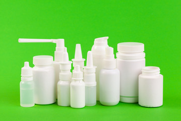 set of various medical bottles
